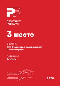 3 место - SEO, Рейтинг Рунета