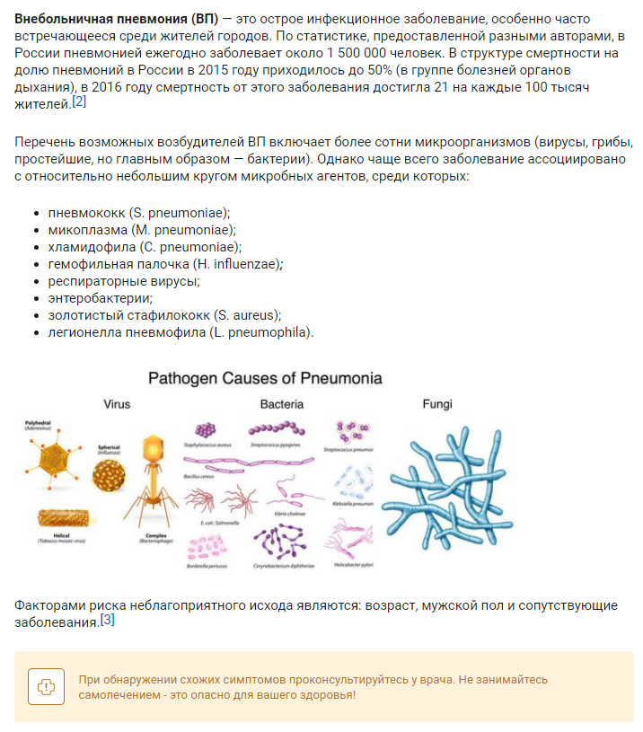 Пример грамотного оформления информационных материалов на медицинских сайтах